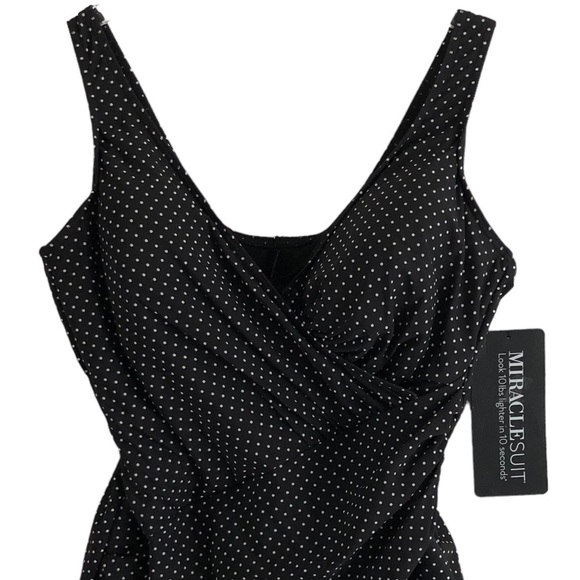 Miraclesuit Black And White Polkadot One Piece Size 20W - Picture 12 of 14